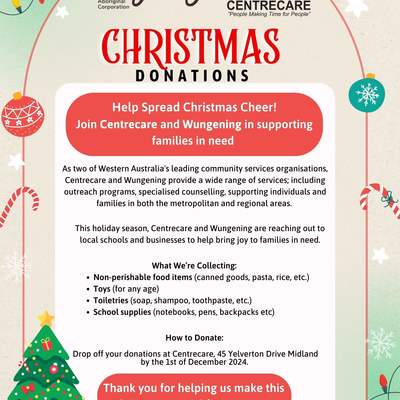 Centrecare Wungening Christmas Donations 2024 WEB