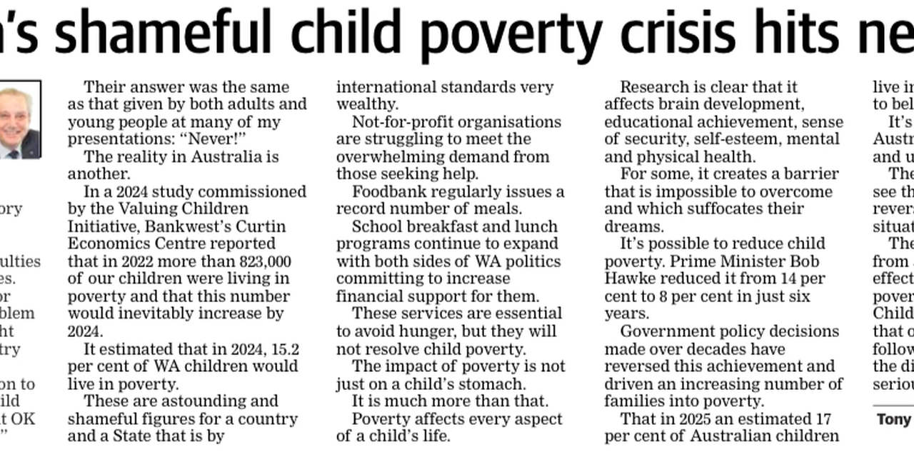 The West Australian Tony Pietropiccolo child poverty crisis hits new depth 1